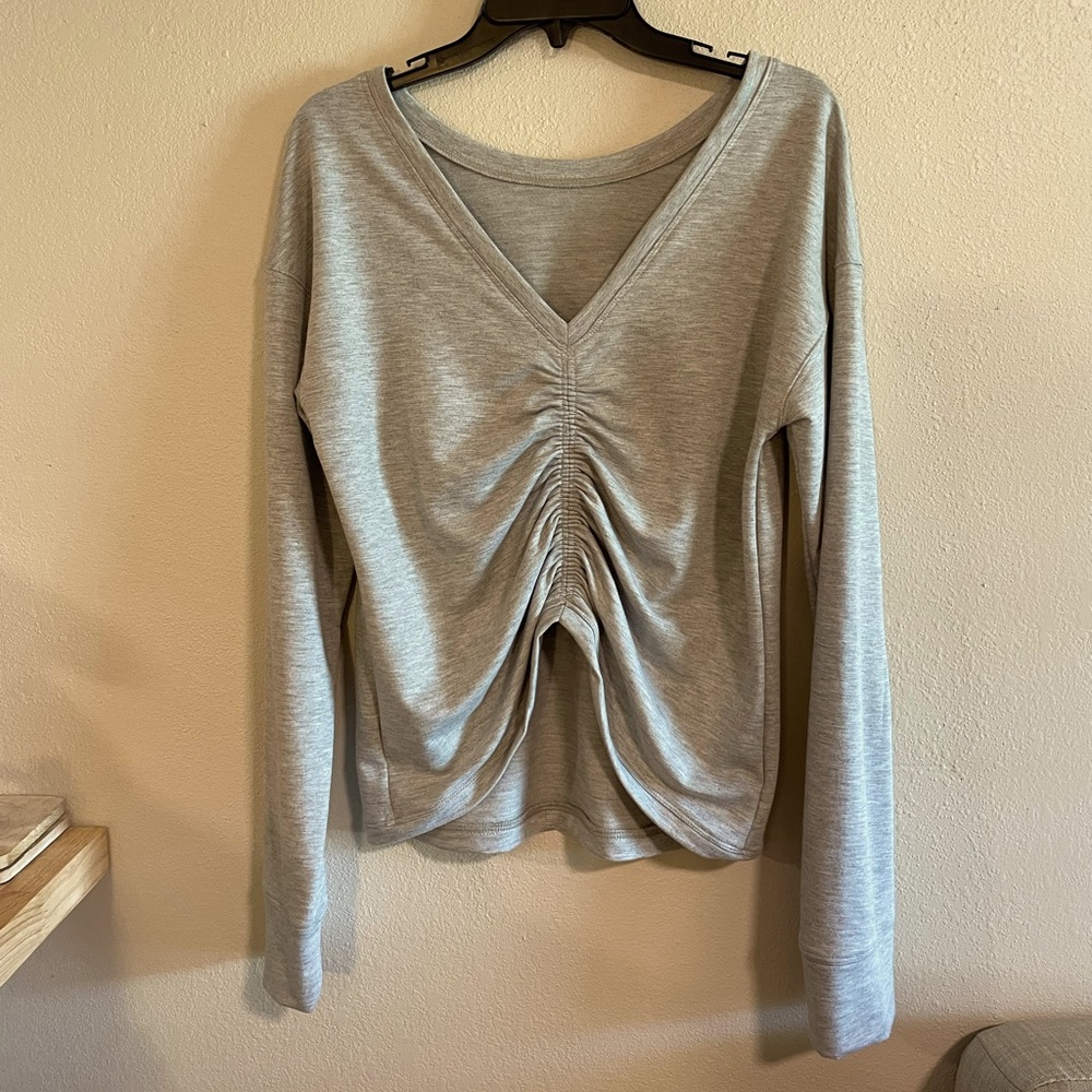 Gray Ruched Sweatshirt